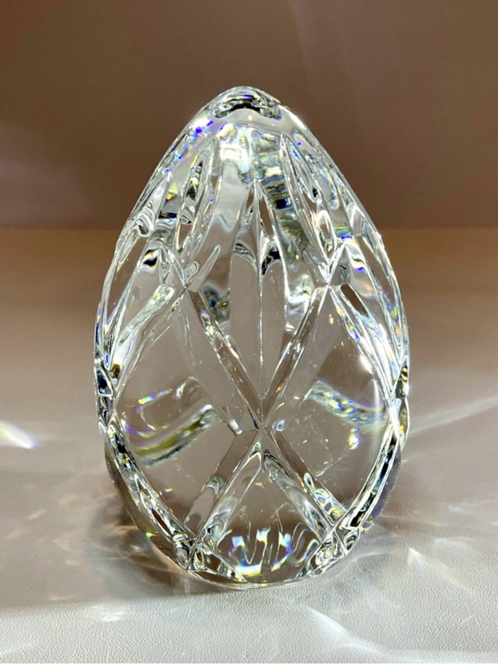 Vintage Lenox Sovereign Egg Cut Crystal Paperweight or Easter Decor  Nice!